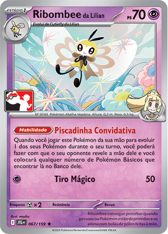 Ribombee da Lílian, Play! Pokémon Pacote de Prêmio Série 8 067